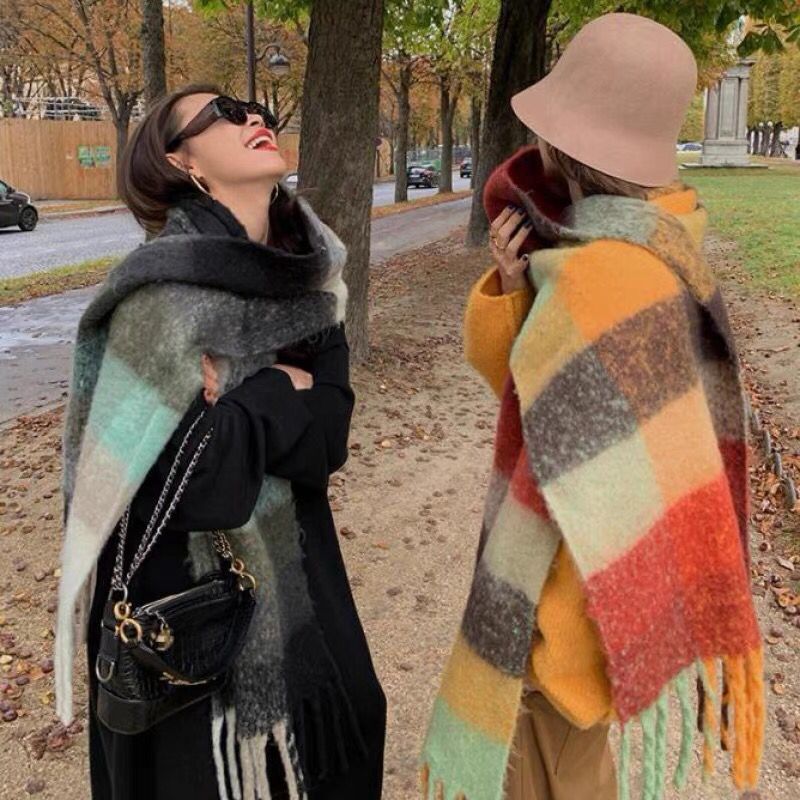 Cashmere Scarf Wrap - جديد فاخر شتاء سميك دافئ وشاح