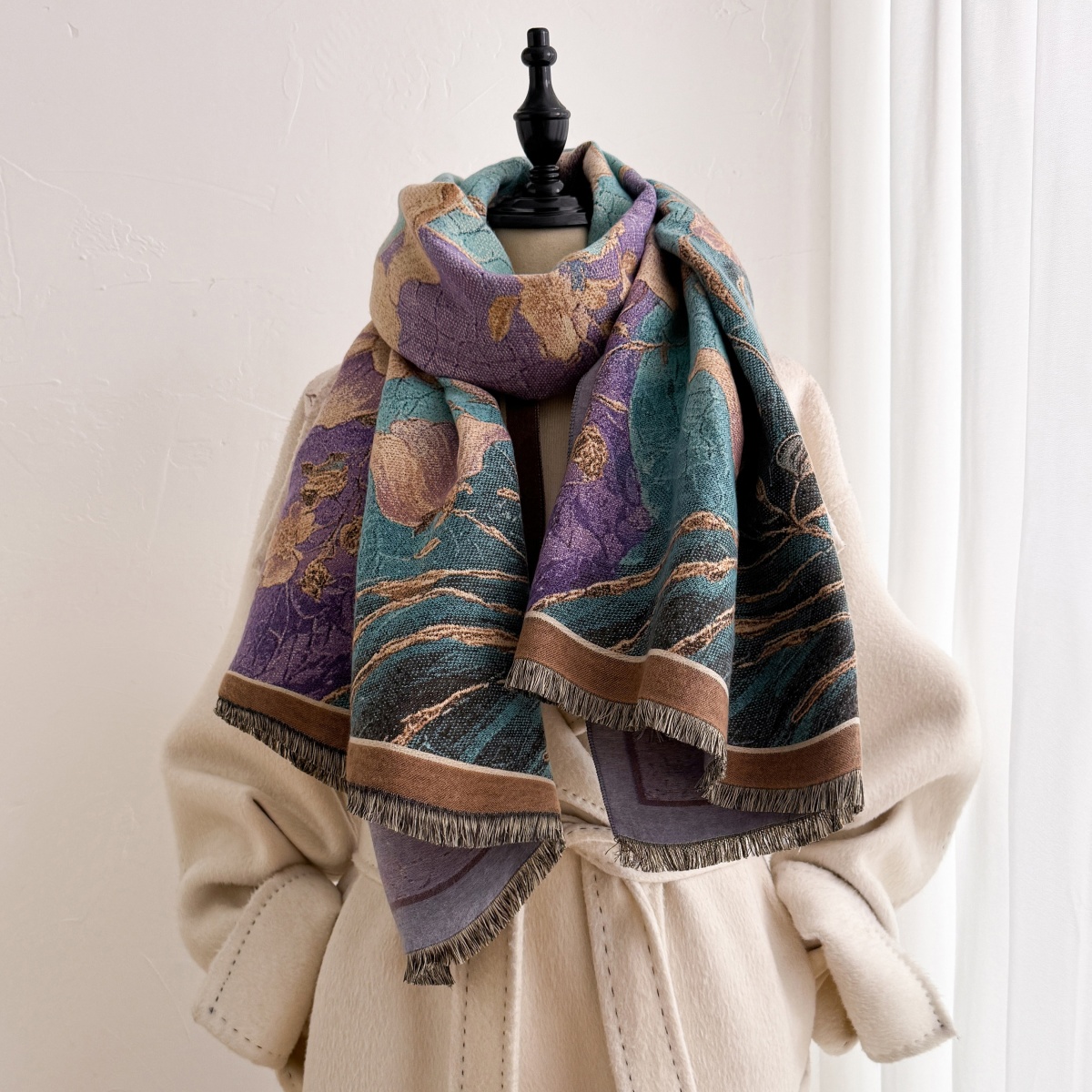 Cashmere Scarf Wrap - وشاح نسائي من الكشمير، باندانا، حجاب،