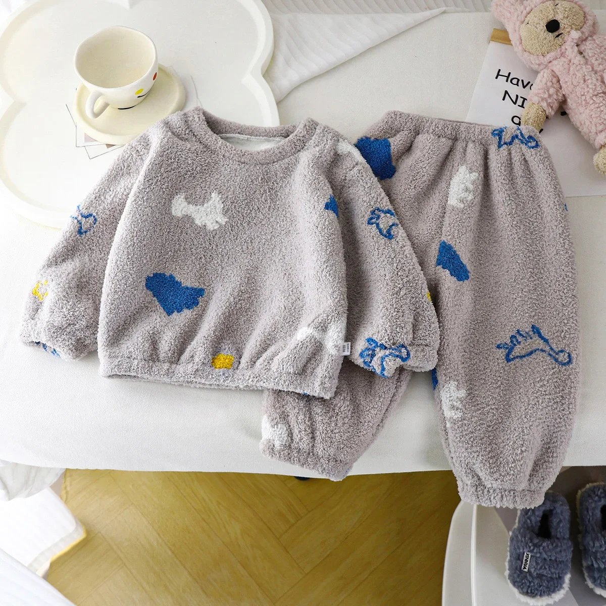 Winter Clothing Baby Boy - بيجامات صوفية دافئة سميكة للأطفال ،