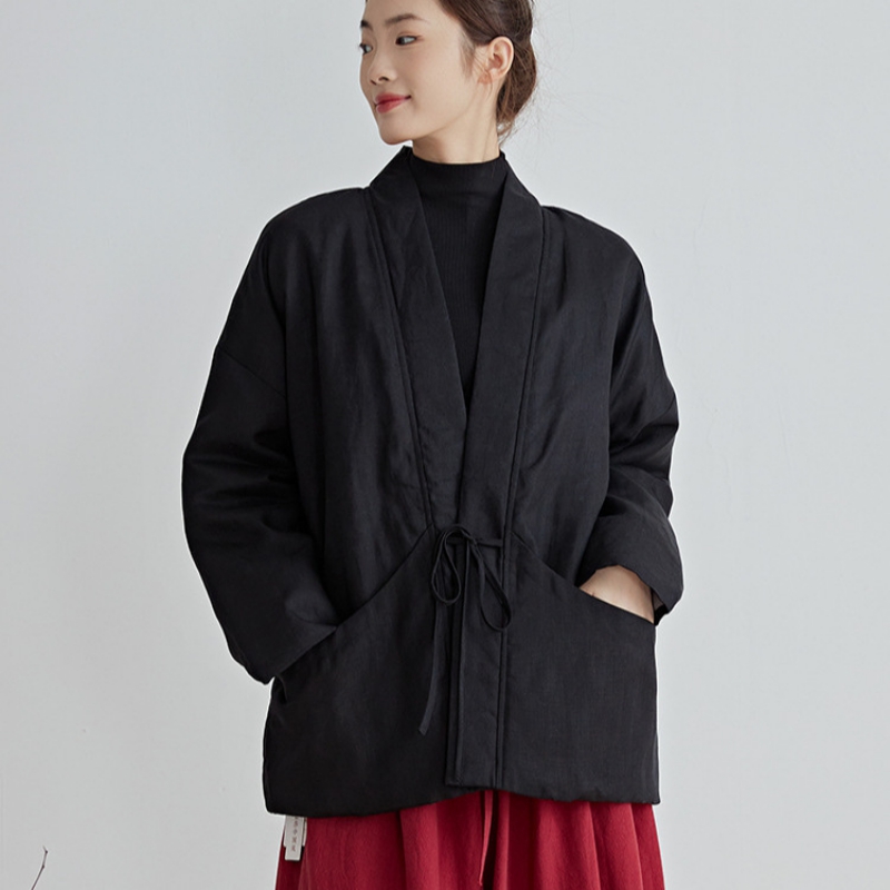 Traditional Winter Japanese Clothing - النمط الصيني القطن أبلى أسود الشتاء