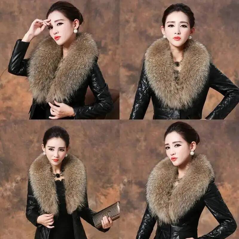 طوق فراء راكون طبيعي للنساء ،  - مراجعة Winter Clothing For Sale وسعره