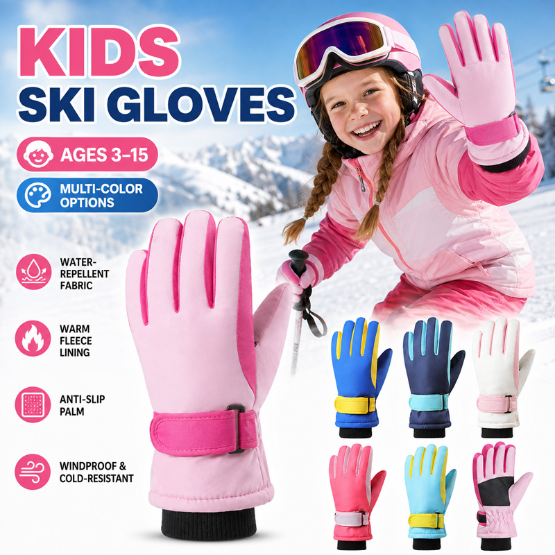 قفازات تزلج شتوية للأطفال مقاو - مراجعة Waterproof Mitten Ski وسعره