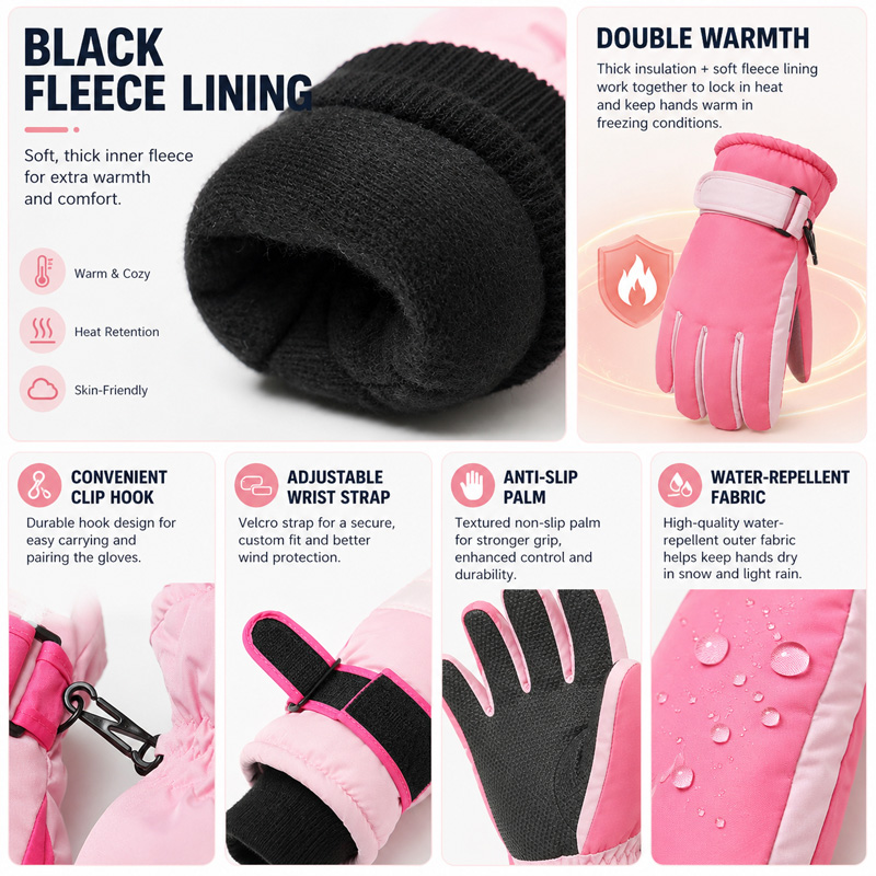 قفازات تزلج شتوية للأطفال مقاو - مراجعة Waterproof Mitten Ski وسعره