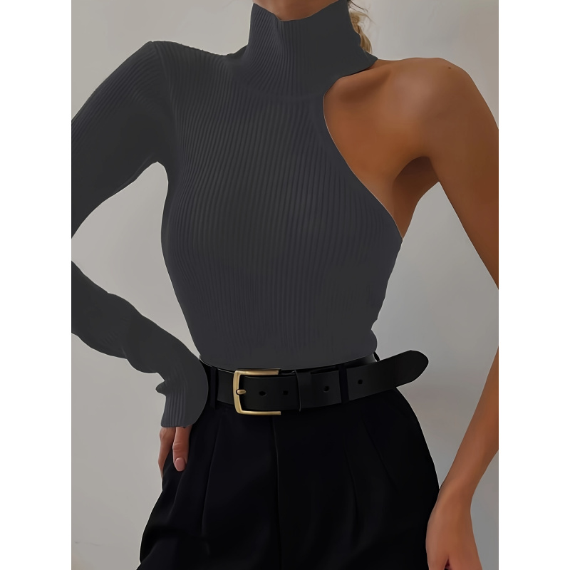 بودي سوت محبوك مضلع بكتف واحد  - مراجعة Winter Clothing For Women وسعره