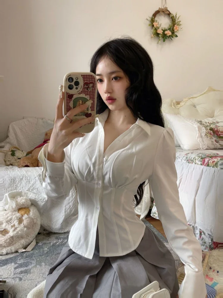 Y2K بلوزة بيضاء المرأة الكورية - مراجعة Y2K Winter Clothing وسعره